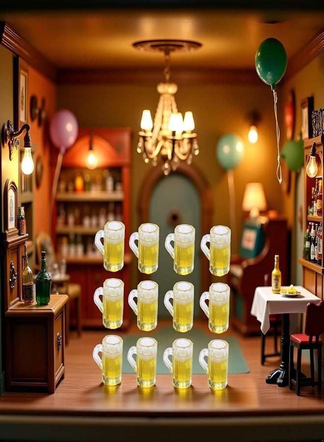 WaigN 12Pcs Beer Cup, Miniature Cups, Dollhouse Mug Model for Miniature Dollhouse Accessories with Realistic Looking Beer Practical Processed Party Accessories, Decorations - Image 2